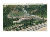 Yoho Nat'l Park, British Columbia - Trains Exiting the Spiral Tunnels Posters by Lantern Press 