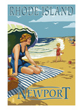 Newport, Rhode Island - Beach Scene Kunst von Lantern Press 