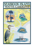 Seabrook Island, South Carolina - Nautical Chart Prints by Lantern Press 