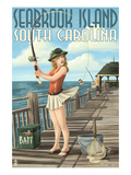 Seabrook Island, South Carolina - Pinup Girl Fishing Posters by Lantern Press 
