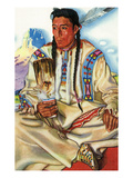 Portrait of Middle Rider, a Blackfeet Brave Prints by Lantern Press 