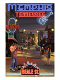 Memphis, Tennessee - Memphis at Night (Beale Street) Art by Lantern Press 