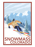 Snowmass, Colorado - Downhill Skier Poster by Lantern Press 