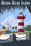 Hilton Head Island, SC - Harbour Town Lighthouse Print by Lantern Press 