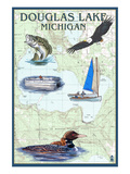 Douglas Lake, Michigan - Nautical Chart Affiches par Lantern Press 