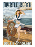 Myrtle Beach, South Carolina - Pinup Girl Sailor Posters by Lantern Press 