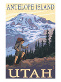 Antelope Island, Utah - Hiking Scene Poster by Lantern Press 