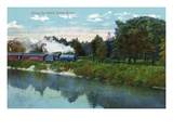 Battle Creek, Michigan - Train Along the Battle Creek River Scene Posters by Lantern Press 