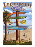 Hermosa Beach, California - Destination Sign Poster by Lantern Press 