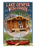 Lake Geneva, Wisconsin - Cabin in Woods Prints by Lantern Press 