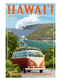 VW Van - Hawaii Volcanoes National Park Kunstdrucke von Lantern Press 