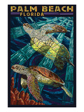 Palm Beach, Florida - Sea Turtle Paper Mosaic Prints by Lantern Press 