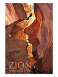 Zion National Park - Canyoneering Scene Posters by Lantern Press 