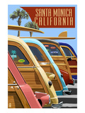 Santa Monica, California - Woodies Lined Up Prints by Lantern Press 