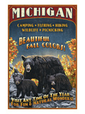 Michigan - Black Bears and Fall Colors Posters by Lantern Press 