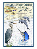 Gulf Shores, Alabama - Nautical Chart Prints by Lantern Press 