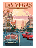 Las Vegas Old Strip Scene Poster by Lantern Press 