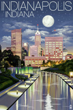 Indianapolis, Indiana - Indianapolis at Night Posters by Lantern Press 