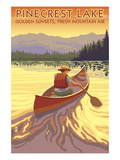 Pinecrest Lake, California - Canoe Scene Print by Lantern Press 