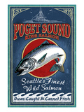 Seattle, Washington - King Salmon Prints by Lantern Press 