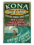 Kona, Hawaii - Surf Shop Prints by Lantern Press 