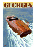 Georgia - Wooden Boat on Lake Art by Lantern Press 