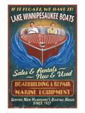 Lake Winnipesaukee, New Hampshire - Vintage Boat Sign Prints by Lantern Press 