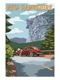 New Hampshire - Old Man of the Mountain and Roadway Art by Lantern Press 