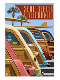 Seal Beach, California - Woodies Lined Up Prints by Lantern Press 