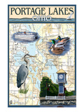 Portage Lakes, Ohio - Nautical Chart Posters by Lantern Press 