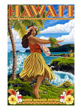 Hawaii Hula Girl on Coast - Merrie Monarch Festival Prints by Lantern Press 