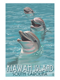Kiawah Island, South Carolina - Dolphins Posters by Lantern Press 
