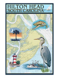 Hilton Head, South Carolina - Nautical Chart Posters by Lantern Press 