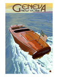 Geneva, New York - Wooden Boat on Lake Print by Lantern Press 