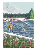Fishing Scene - Salmon River, Oregon Prints by Lantern Press 