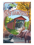 New Hampshire - Montage Scenes Art by Lantern Press 