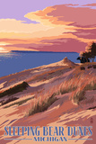 Sleeping Bear Dunes, Michigan - Dunes Sunset and Bear Print by Lantern Press 