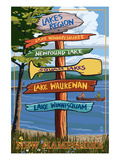 Lakes Region, New Hampshire - Destination Sign Prints by Lantern Press 