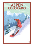 Downhill Snowboarder - Aspen, Colorado Posters by Lantern Press 