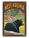 West Virginia - Black Bear in Forest Art by Lantern Press 