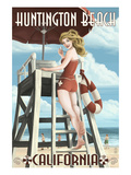 Huntington Beach, California - Lifeguard Pinup Prints by Lantern Press 