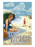 Pawleys Island, South Carolina - Woman on Beach Poster by Lantern Press 