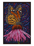 Monarch Butterfly - Paper Mosaic Poster by Lantern Press 