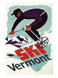 Ski Vermont - Retro Skier Prints by Lantern Press 