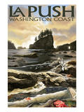 La Push Beach and Motorcycle, Washington Posters par Lantern Press 