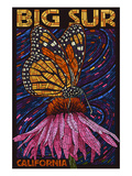 Big Sur, California - Butterfly and Flower Posters par Lantern Press 