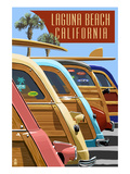 Laguna Beach, California - Woodies Lined Up Prints by Lantern Press 