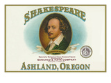 Ashland, Oregon - Shakespeare Cigar Box Label Prints by Lantern Press 