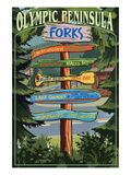 Forks, Washington - Sign Destinations Art by Lantern Press 