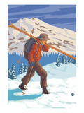 Skier Carrying Skis Posters by Lantern Press 